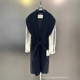2025冬季新款精致优雅气质显瘦撞色柔软极简时髦挺括随性百搭大衣