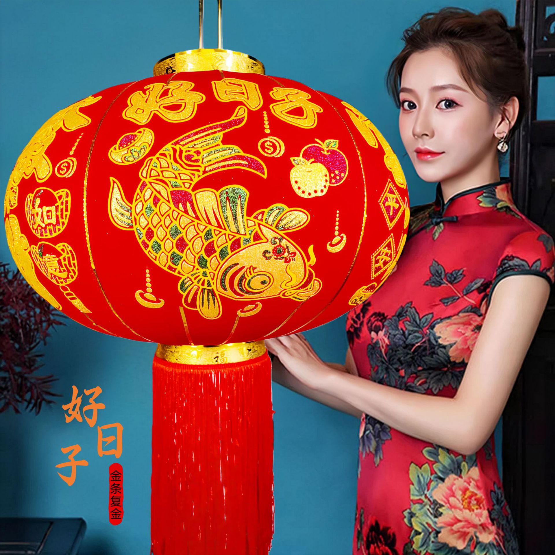 【メーカー】卸売り大紅提灯旧正月植毛提灯防水新年提灯結婚ジョーペンダント