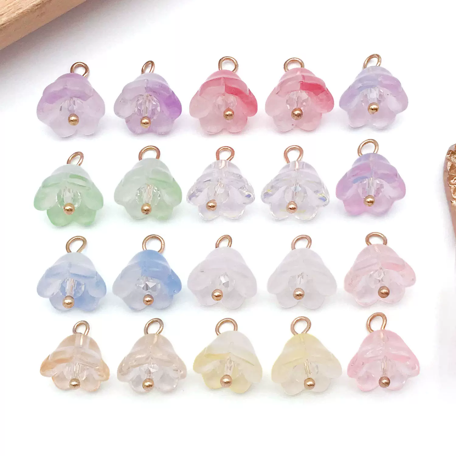 新款琉璃铃兰花散珠DIY手工耳饰服饰箱包车载挂件饰品配件材料包