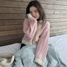 现 韩国小众thebarnn*t八奶粉色雪花毛衣羊毛100甜美款毛针织衫女
