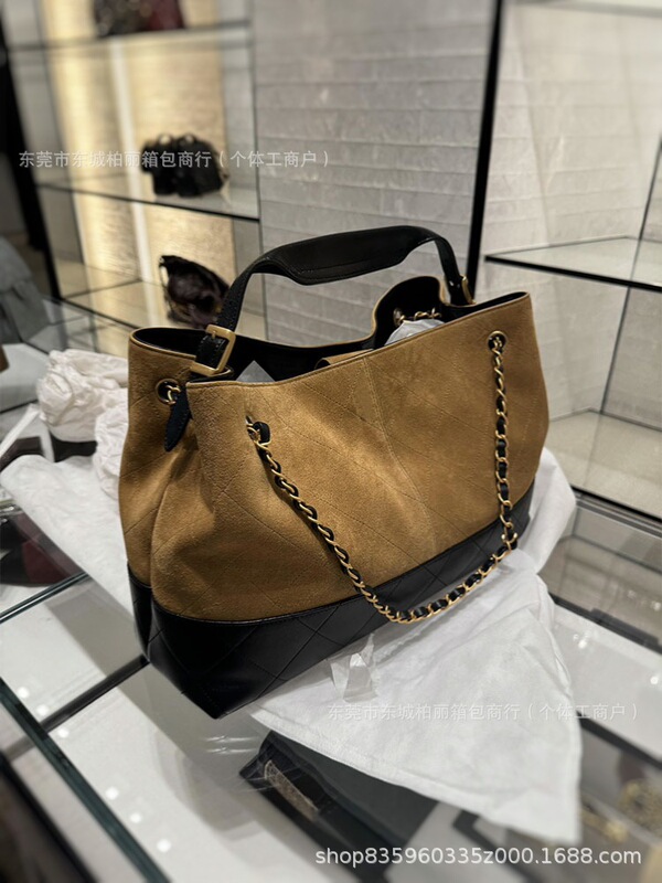 オリジナル Xiaoxiangfeng 25A スエードスプライシングショッピングバッグ菱形トートバッグシングルショルダークロスボディバッグ巾着バケットバッグ女性用|undefined