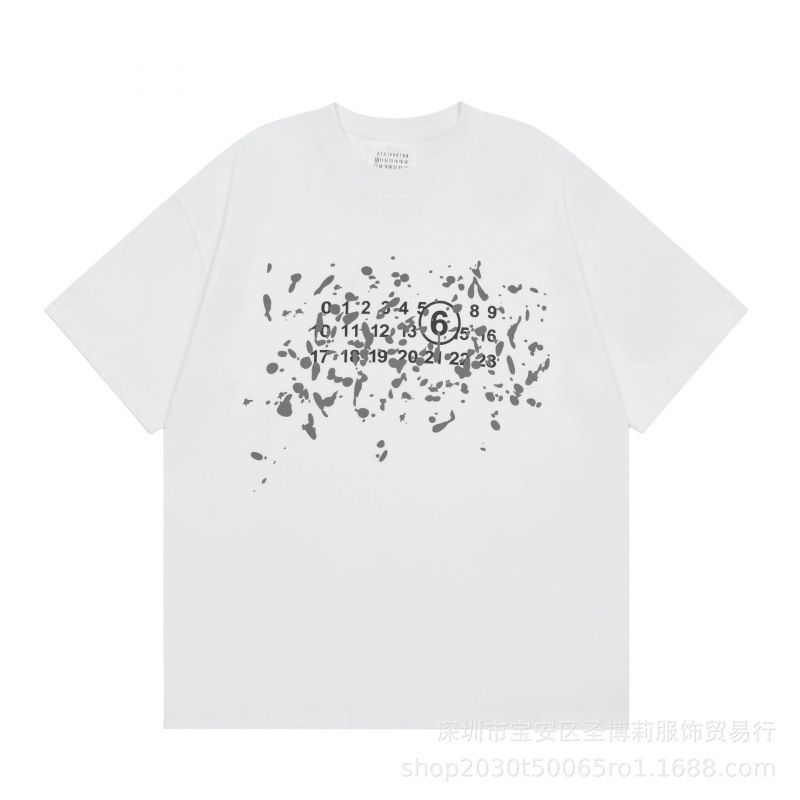 クロスボーダー メゾン マルジェラ マルジェラ デジタル プリント MM6 ピュアコットン 高品質 メンズ Tシャツ レディース 半袖 トレンド|undefined