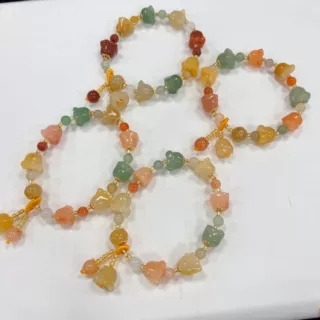 新疆金丝玉雕刻铃花多宝手串 金丝玉南瓜手链首饰铃铛葫芦直播货