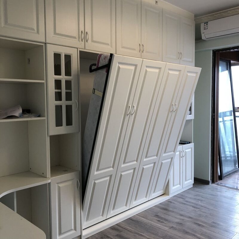 Wall folding bed solid wood wall-mounted wall bed rotating folding bed simple wall side flip bed creative 2 m