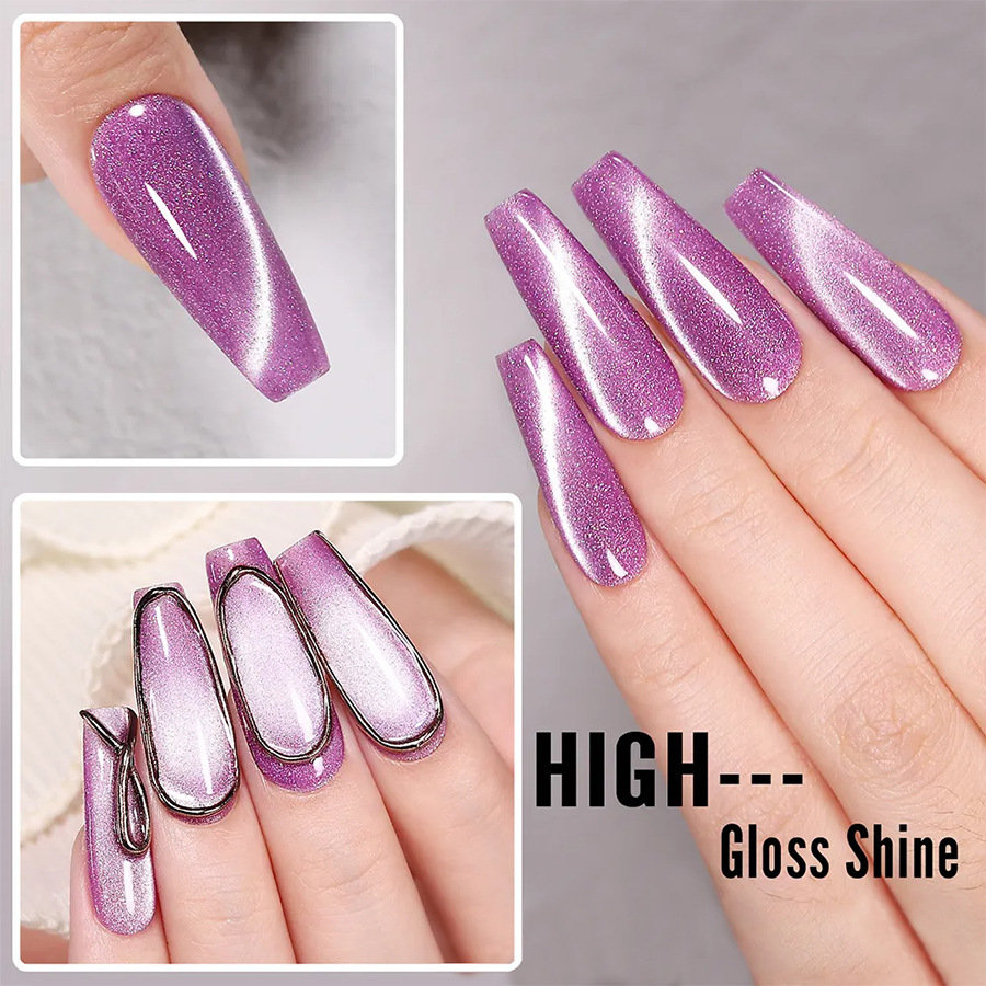 Purple sweet potato porcelain white cat eye Nail Polish glue 2023 new popular color grape Crystal cat eye nail polish phototherapy glue