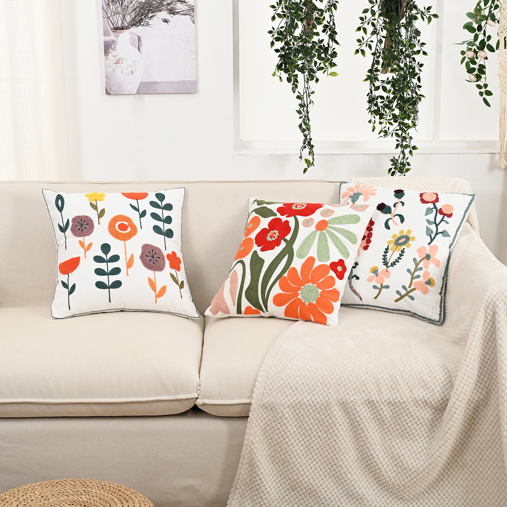 Nordic ins sala de estar toalla bordada sofá almohada cojín pequeño modelo fresco habitación almohada de respaldo de cabecera funda de almohada