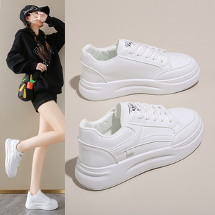 White Shoes Women's 2024 Autumn New Shoes Women's Thick-soled Ins Korean-style All-match Student Sports Casual Shoes Skate Shoes