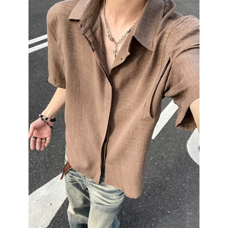 Old Money Style Linen Shirt Short-Sleeved Men's Summer Lightweight Breathable Quick-Drying Drapey Five-Quarter Sleeve Couple's Casual Jacket Old Money Style Linen Shirt Short-Sleeved Men's Summer Lightweight Breathable Quick-Drying Drapey Five-Quarter Sleeve Couple's Casual Jacket