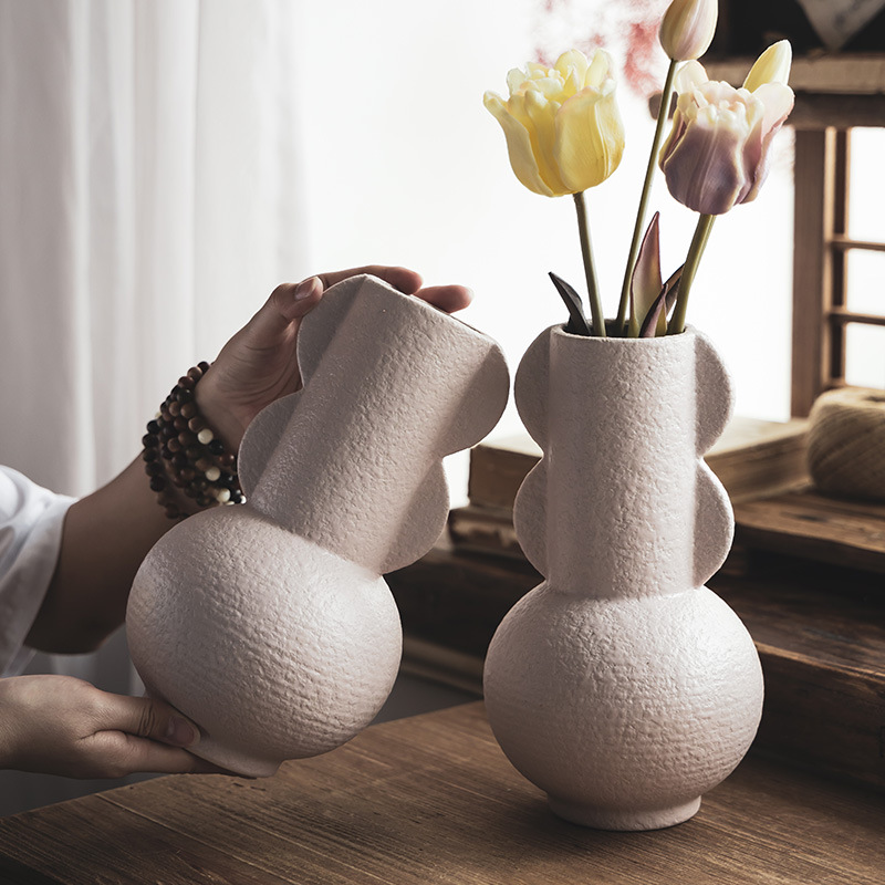 Wabilifeng simple jarrón de cerámica binaural arreglo floral para el hogar decoración decoración sentido artístico flor hidropónica flor flor al por mayor