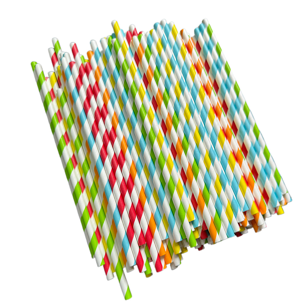 Inventario transfronterizo al por mayor paja de papel desechable paja de papel biodegradable paja de color rayas paja suministros de fiesta