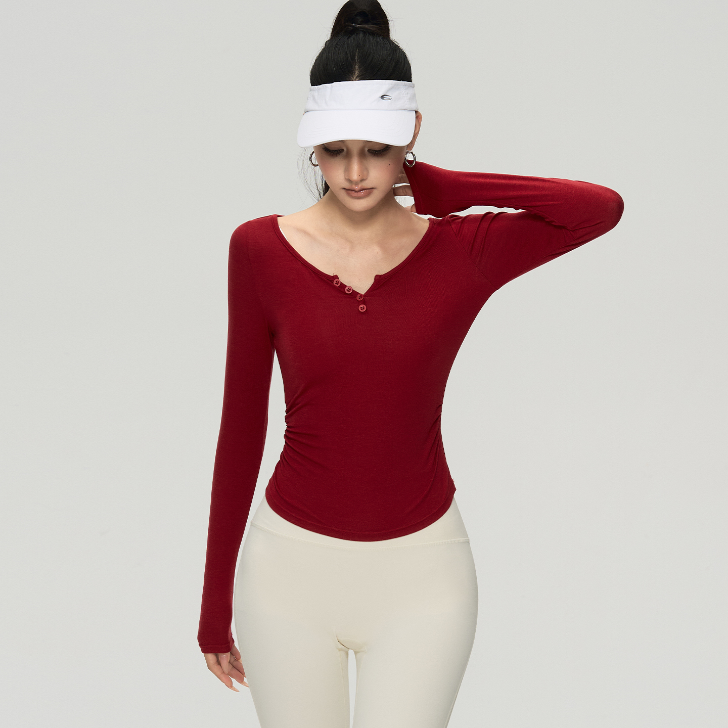 Yoga Tops, Long-Sleeved Women's V-Neck Slim-Fitting Thin Bottoming Shirts, T-Shirts, Autum Running and Fitness Tops