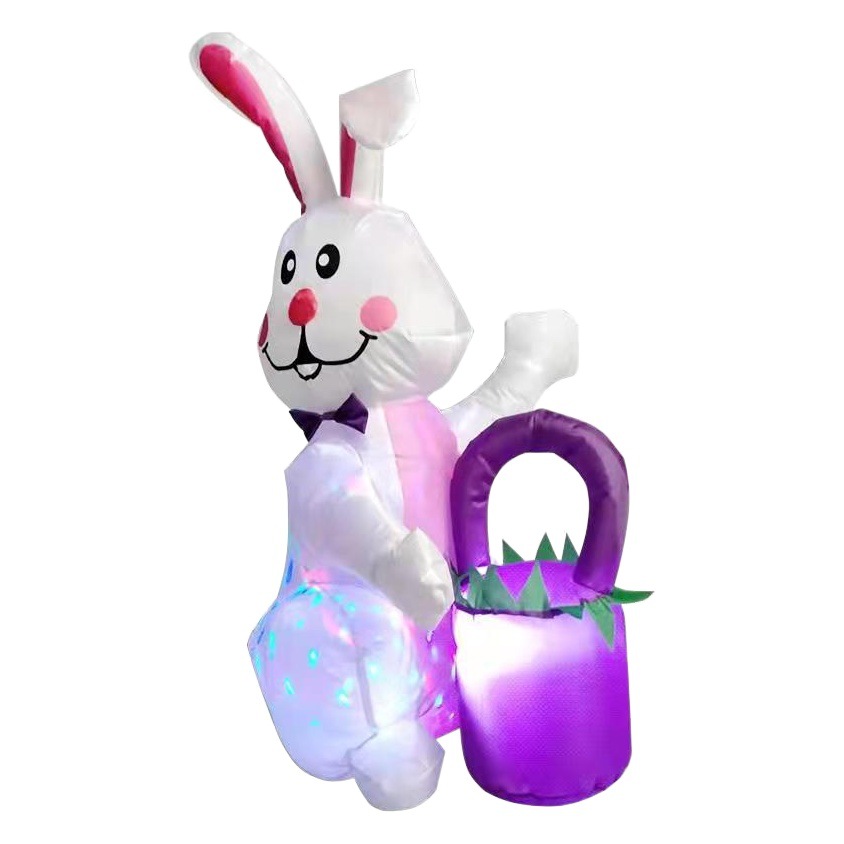 Conejo de Pascua modelo inflable 1,1 m inflable lindo conejo giratorio luces de colores decoración del patio transfronterizo Amazon