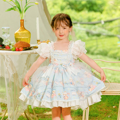 2024 Summer New Girls' Children's Baby Performance Cartoon Lolita Princess Dress Short Sleeve Dress