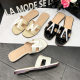 Real Sheepskin Summer Lazy H-shaped Sandals Fashionable All-match Beach Flat One-word Instagram Style Fashionable White Slippers for Women