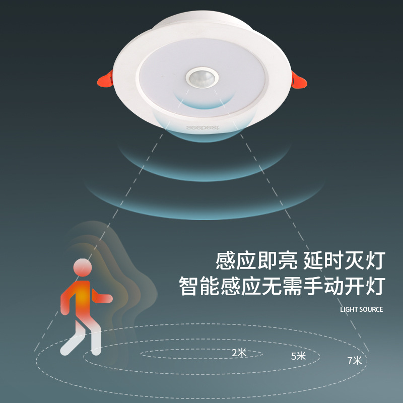 다운 라이트 인체 적외선 유도 호텔 쇼핑몰 프로젝트 임베디드 가정용 슈퍼 밝은 복도 천장 램프 라운드