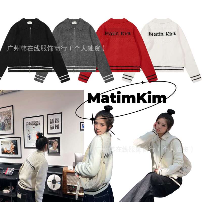 Mk Korean Niche Designer Brand Casual Men's and Women's Same Style Back Letter Jacquard Zipper Sweater Cardigan