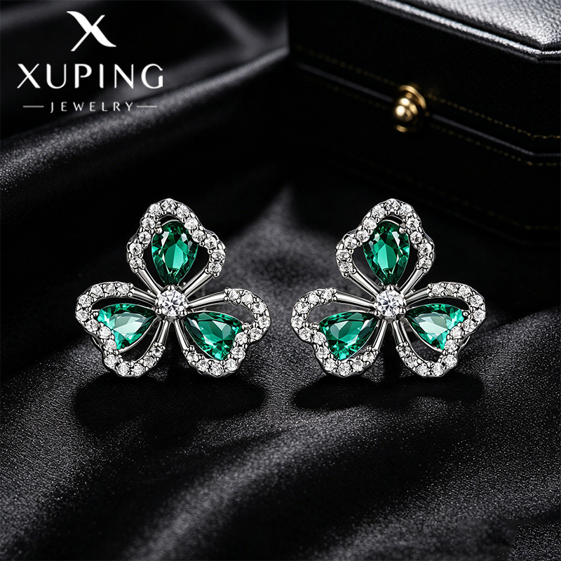 Pendientes de Aleación de Cobre con Baño Electrolítico Blanco de Xuping Jewelry, Diseño Versátil de Lujo Ligero, Venta al por Mayor
