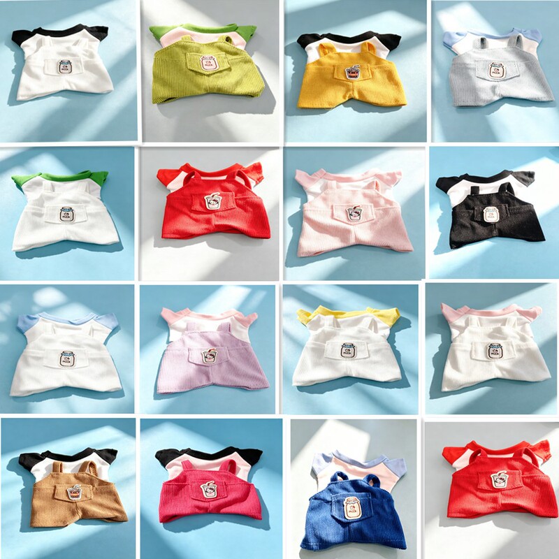 10cm Labubu Doll Clothes DIY Mini Overalls Jeans Kt Cat Doll Cute T-Shirt Cotton Doll Vest 10cm Labubu Doll Clothes DIY Mini Overalls Jeans Kt Cat Doll Cute T-Shirt Cotton Doll Vest