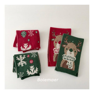 Christmas Scarf Children's Red New Year Collocation 2024 New Children's Neck Boys and Girls New Year Warm Neck Sleeve