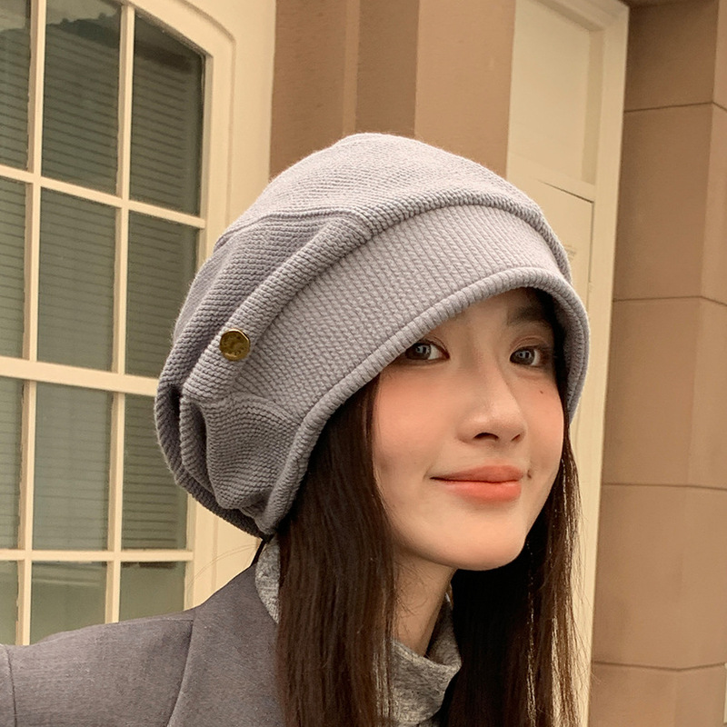 帽子秋冬季户外保暖大头围套头帽女时尚百搭冷帽显脸小包头堆堆帽|undefined