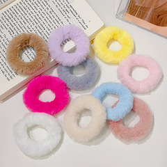 Autumn/Winter Candy Color Simple Plush Hair Ribbon Girl's Nape Bun Ponytail Hair Ring High Elastic Fluffy Hair Tether