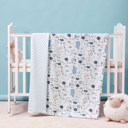 All-cotton cartoon baby blanket, baby comfort bean bean blanket, baby wrap blanket, stroller blanket, cross-border