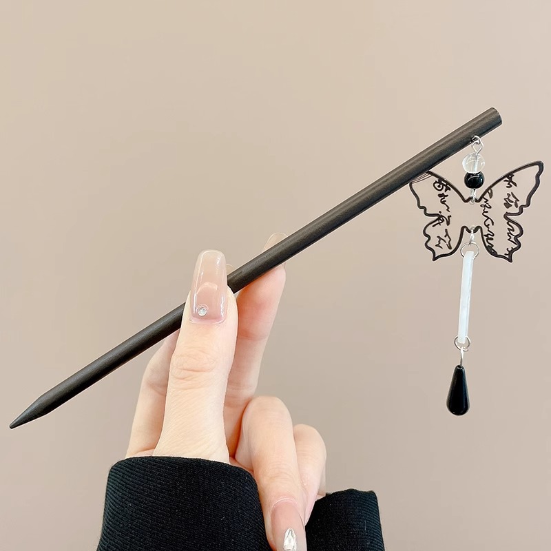 Horquilla de flores con flecos de estilo antiguo, temperamento femenino de alto nivel, escalón, horquilla de Hanfu, horquilla de cabello en la parte posterior de la cabeza, tocado de horquilla