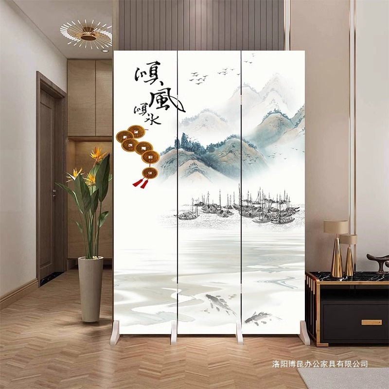 Chinese-Style Home Screen Entrance Door Facing Door Partition Living Room Office Bedroom Blocking Foldable Mobile Entrance