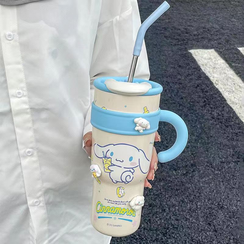 Sanrio Hello Kitty большой большой емкости стакан для воды с высоким лицом милый клоун рыба ледяной кубок с соломкой