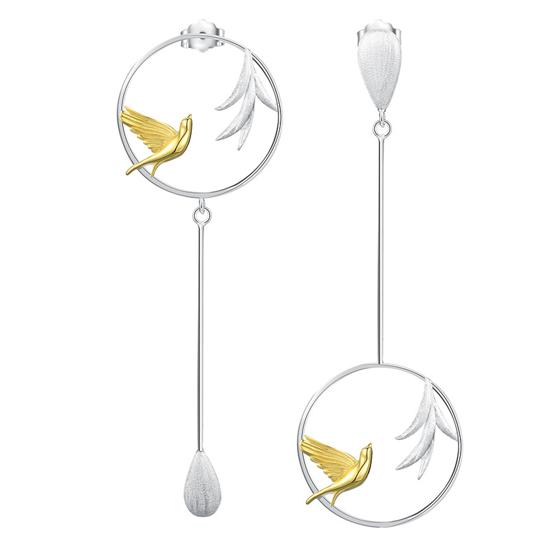 Electroplated Gold Plating Process 925 Sterling Silver Ear Needle Material 1 Pair 925 Sterling Silver Water Droplets Drop Earrings
