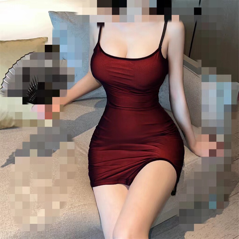 Butterfly Rain nightclub mesh sheath careful machine temperament dress disco tight bottoming strap nightdress home wear