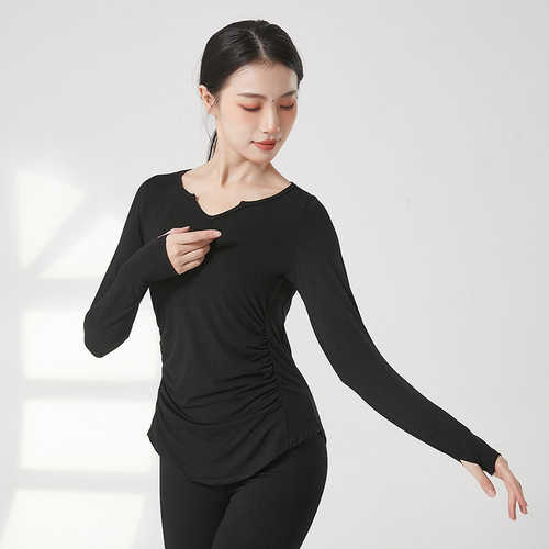 Dance practice clothes, women's yoga clothes, sports long-sleeved tops, Pilates training clothes, running blouses, autumn and winter