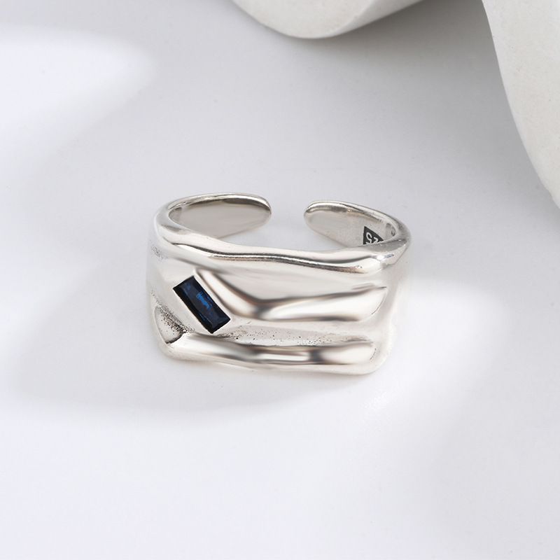 Rectangular blue fashionable trend design universal ring with stone…
