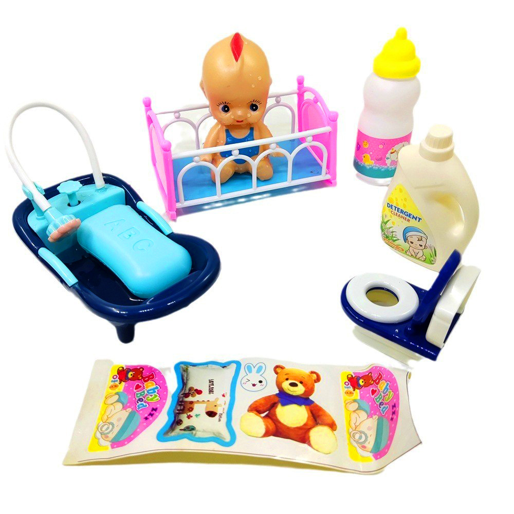 Los niños juegan casa Baño baño Agua mano presión agua bañera muñeca juguete traje bebé baño juguete