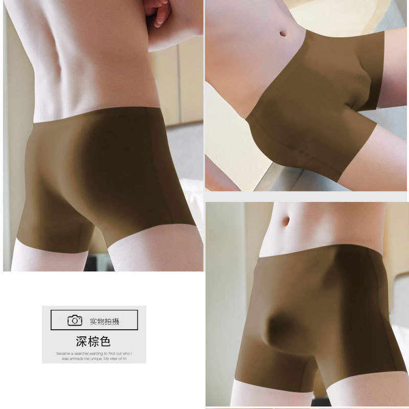 Ropa interior de seda de hielo de primavera y verano para hombres estampado 3d boxeadores sin costura de una pieza ligero transparente más tamaño pantalones de hielo desnudo para hombres de moda