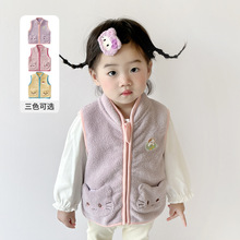 2025女童毛绒加厚马甲秋冬季加绒背心3865婴儿宝宝外穿兔兔坎肩