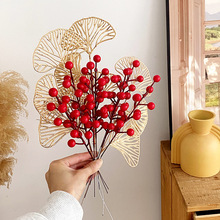 塑料配件仿真发财果银杏叶尤加利diy插花年宵花新年装饰拍摄道具