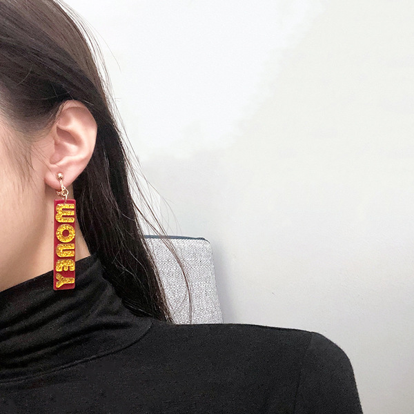 creative genuine acrylic earrings with letters