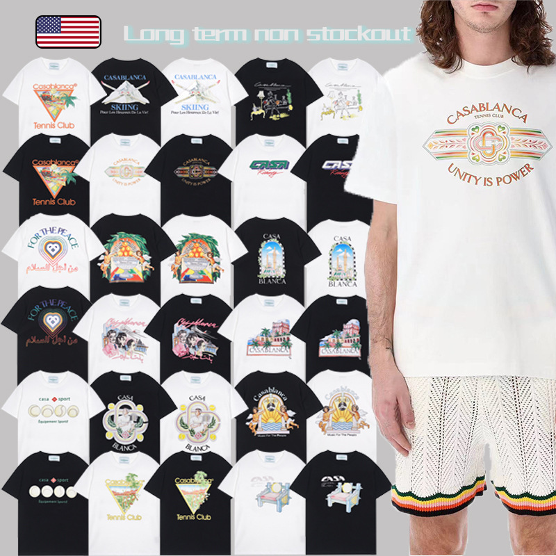 Casablanca Summer New Casablanca LOGO Print Men's and Women's Loose Short-sleeved T-shirt Trendy