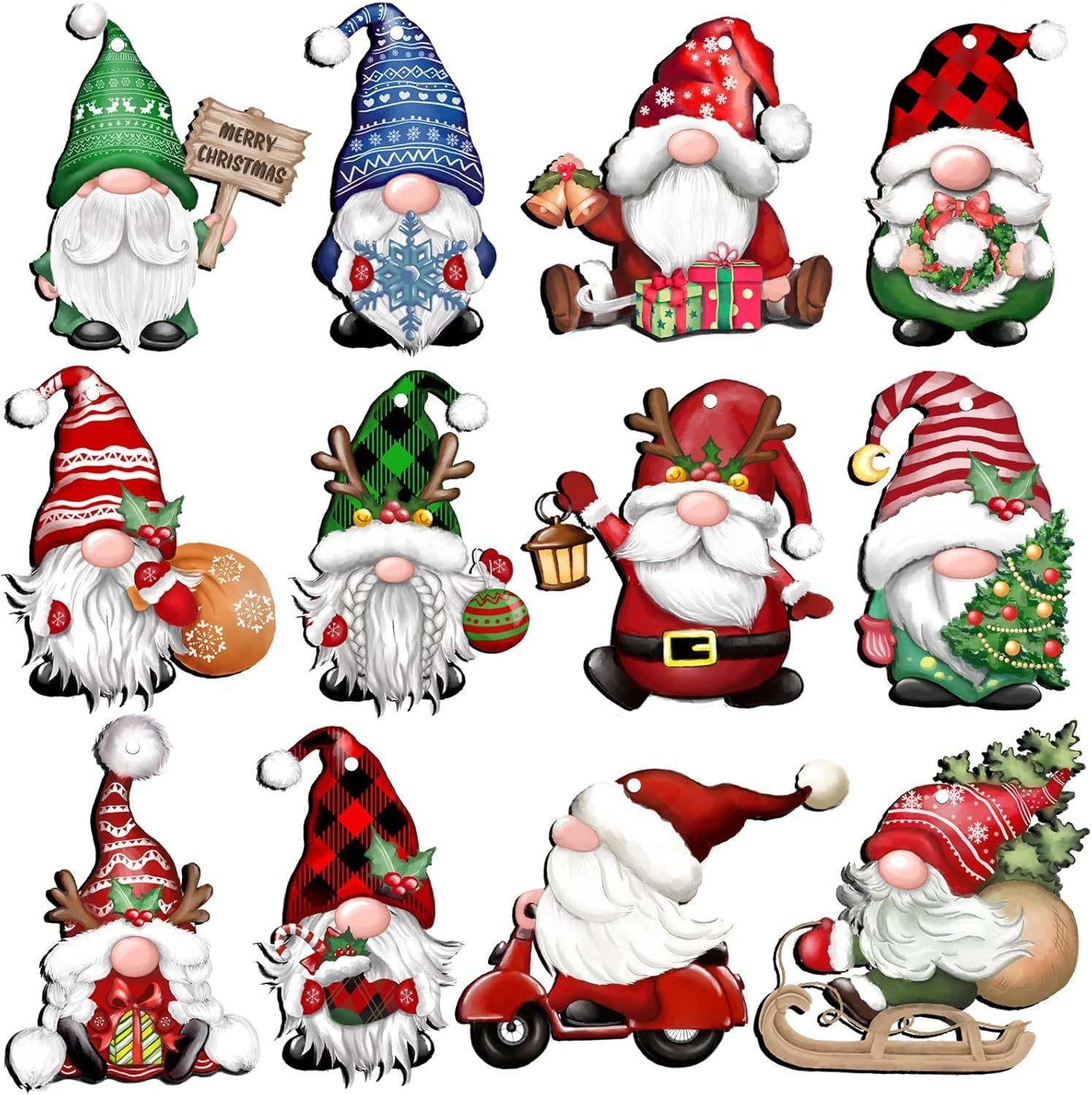 Decoración de madera colgante decoración de árbol de Navidad enano muñeca de Santa Claus madera colgante artesanía enano