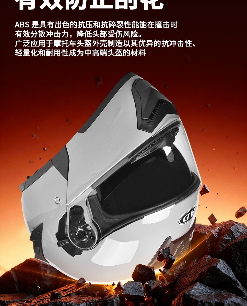 Foreign Trade Motorcycle Helmet for Men, Full-Face Helmet for All Seasons, Electric Vehicle Safety Helmet with Large Rear Wing, Flip-Up Helmet with 3C Certification
