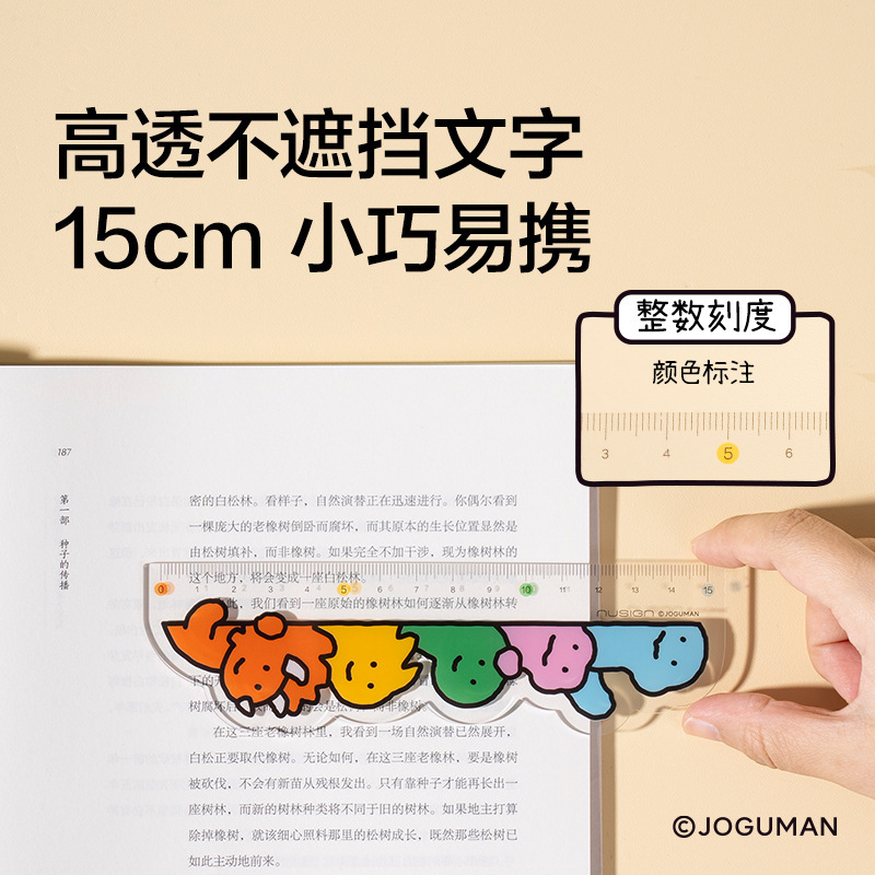 得力NS093-Q乔古漫直尺亚克力15cm透明波浪学生用尺绘图测量尺子|undefined