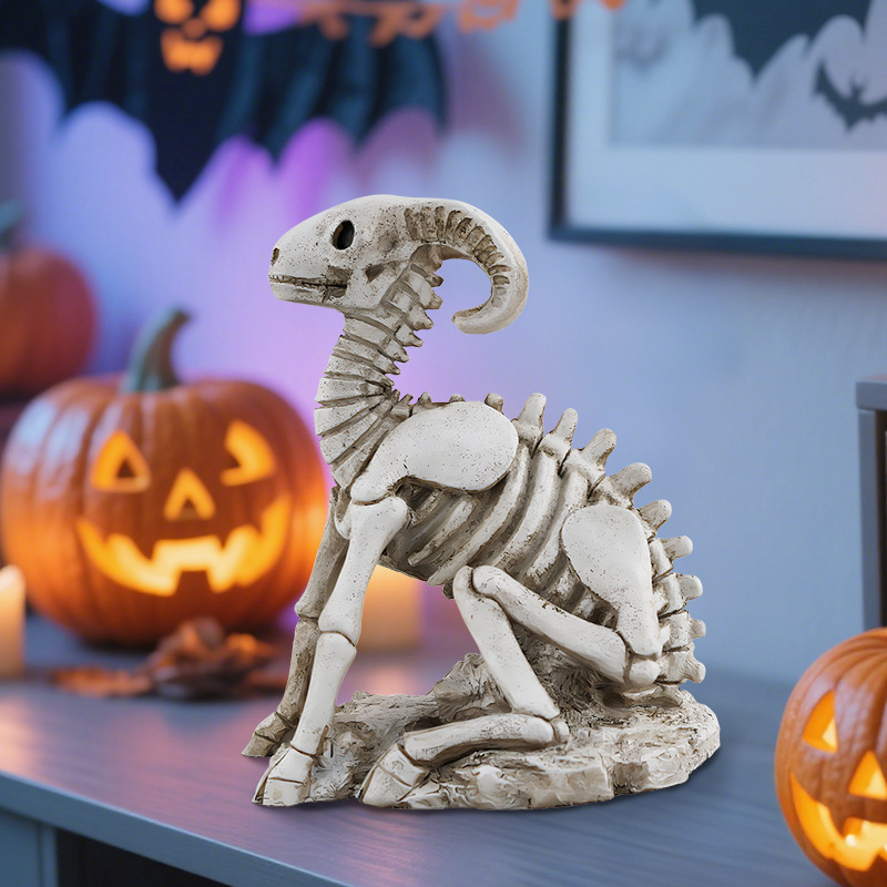 TEMU Explosions Skeleton Skeleton Specimen Goat Ornaments Halloween Home Desktop Collection Horror Atmosphere Decorations