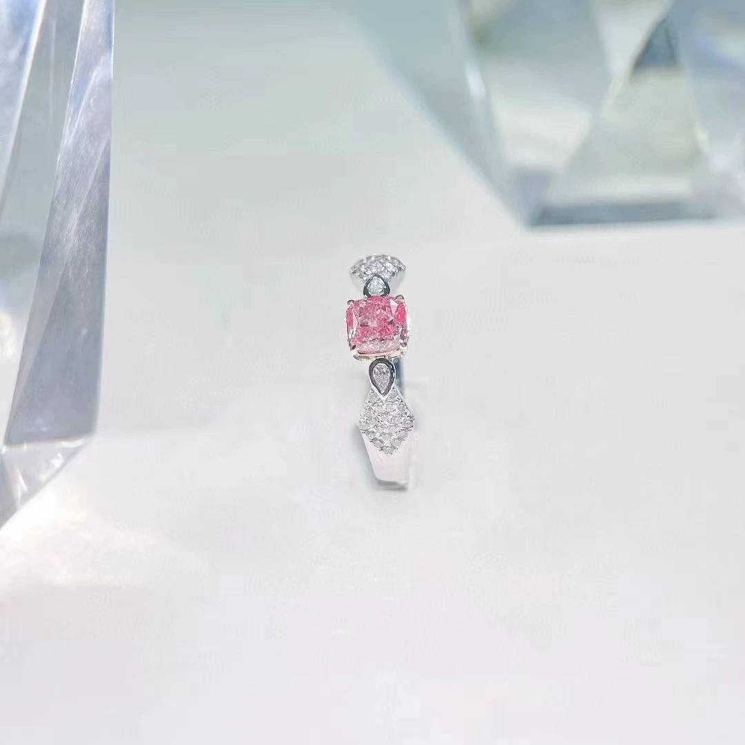 Простой атмосферный 0.600ct18k Персональный квадратный розовый бриллиантовое кольцо чистоты vvs сертификат с квадратным бриллиантовым кольцом