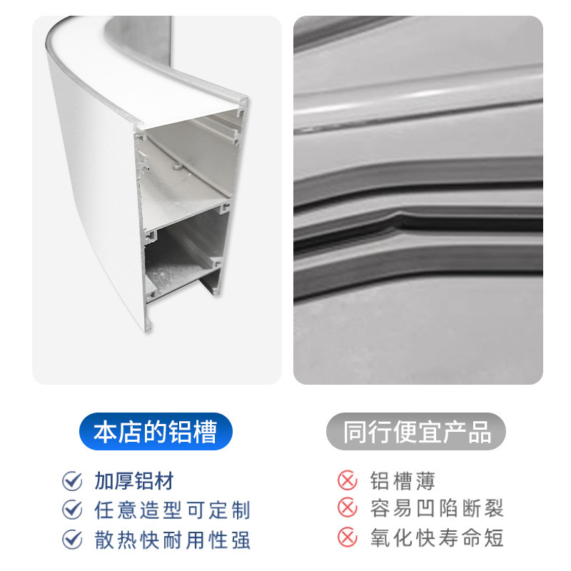 LED线型灯铝槽明装灯带30-300mm定制灯槽硬灯条外壳铝材灯具套件|undefined