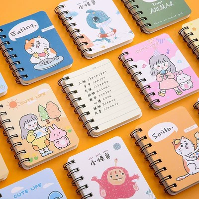 Мультфильм книга катушки маленький блокнот животное флип-катушка Книга школьные принадлежности мини-A7 маленький ноутбук