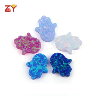 1粒起订 库存色11x13mm人造手掌形状澳宝 合成火彩欧泊吊坠裸石