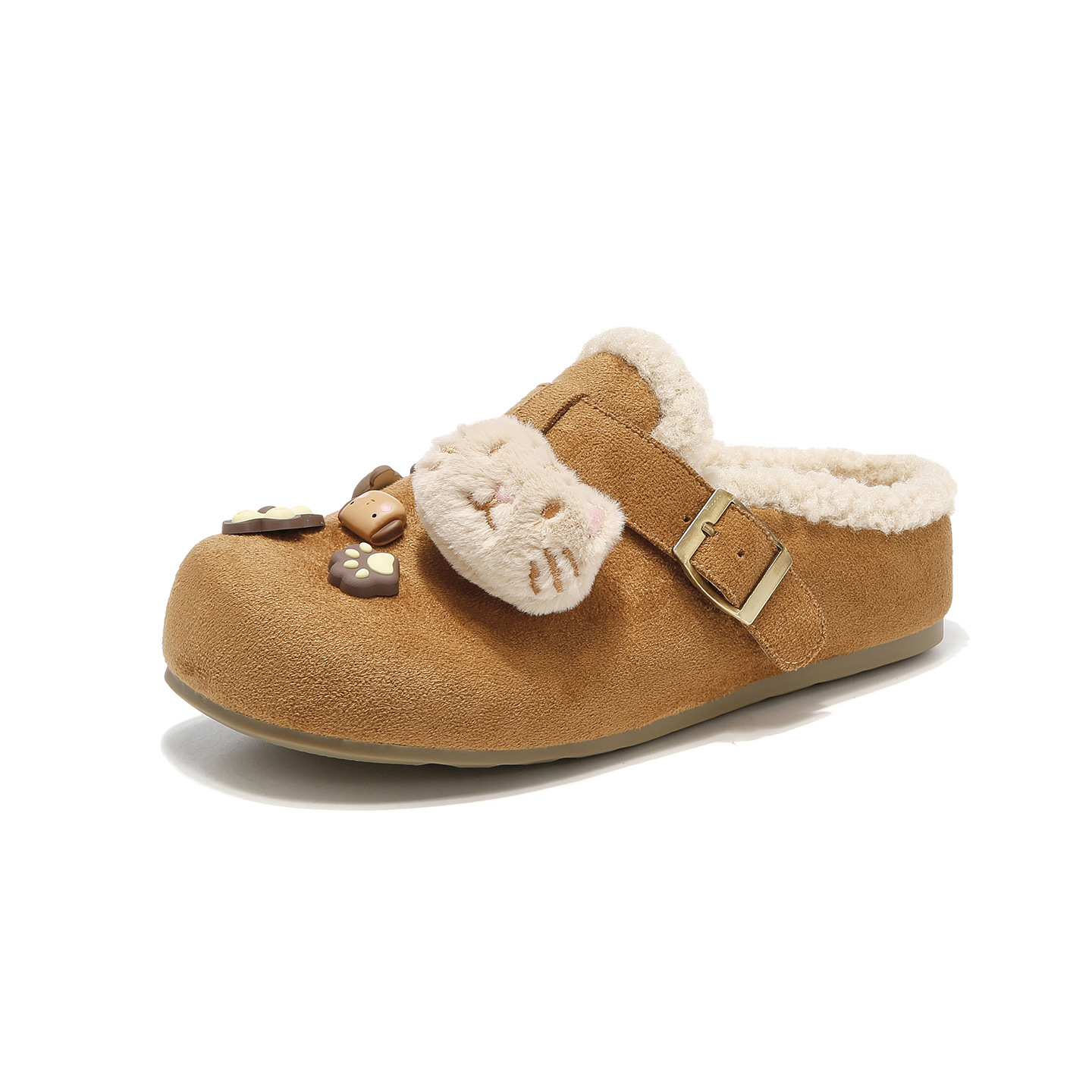 2026 nuevo estilo de primavera de veludo y grueso un pedazo grueso de zapatillas de lana de fondo grueso