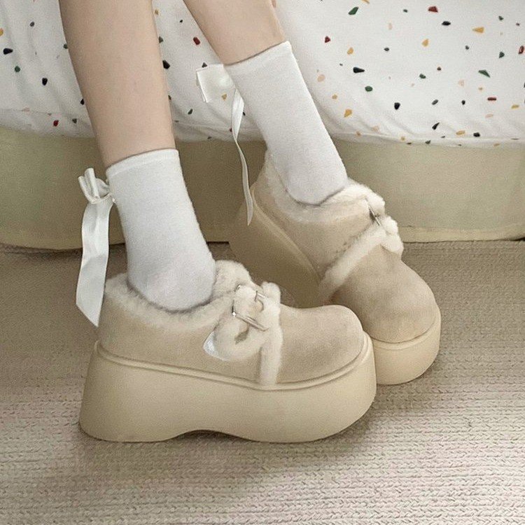 Pequeños muffins botas de boccan de fondo grueso para mujeres 2026 cuatro temporadas nuevas botas de nieve cálidas y zapatos de algodón de pelusa image 4