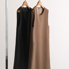 前売り気質掛け ~ 丸首ストレートaは、ベストスカートのワンピースの春の新しい女性を感じています